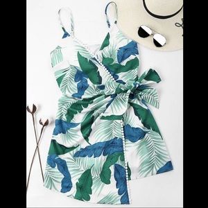 LEAVES PRINT OVERLAP DRESS